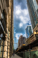 Straße und Fassade in chicago, Illinois