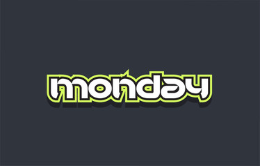 monday word text logo design green blue white