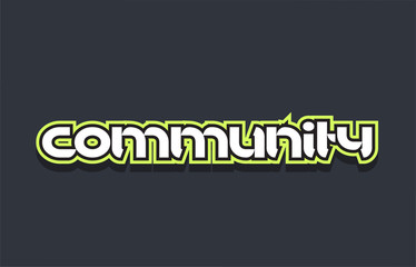 community word text logo design green blue white