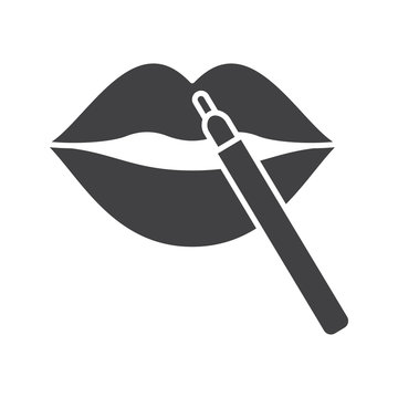 lips applying lipstick black and white clip art preview