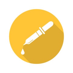 Pipette with drop flat design long shadow glyph icon