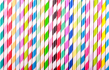 Colored striped drink straws,