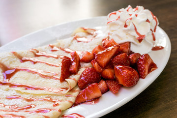 Homemade french crepe on the table