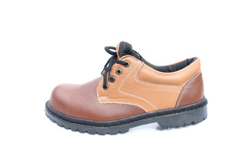 brown safety shoes on isolated