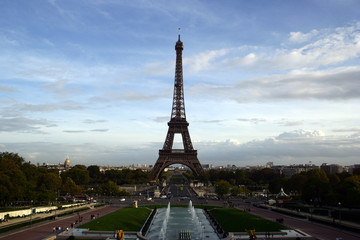 Eiffel tower construction, blue sky 