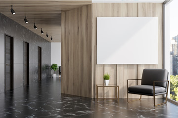 Black marble and wooden elevator hall, poster © ImageFlow
