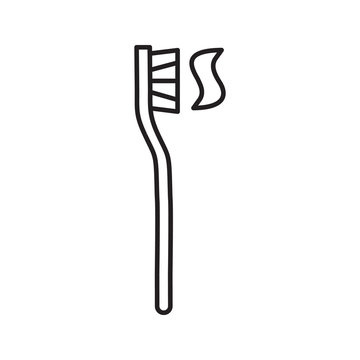 recommend clip art: Toothbrush with toothpaste linear icon