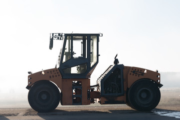 Road rolle at construction site