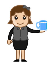 Businesswoman Presenting a Coffee Mug