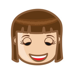 Cartoon Girl Laughing Face - vector illustration