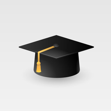 Graduation cap vector isolated on white background, graduation hat with tassel icon, academic cap, vector illustration.