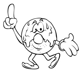 Funny Cartoon Donut Gesture Vector Drawing