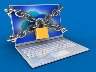 3d laptop and chains