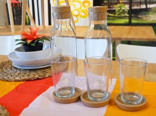 Set of Empty Glass with Glass Bottle