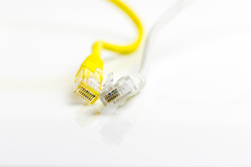Ethernet cables on white background