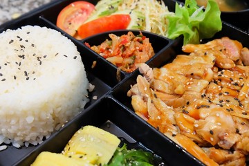 Delicious Japanese Bento Box with Teriyaki Chicken