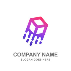 Abstract Geometric Box Cube Delivery Logistic Courier Logo
