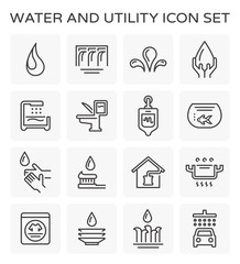 Vector line icon of water usage and utility.