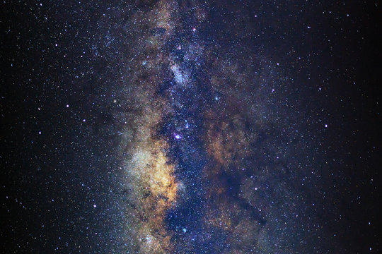 Close up of milky way galaxy with stars and space dust in the universe