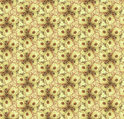 Seamless pattern Flowers marigold, sand
