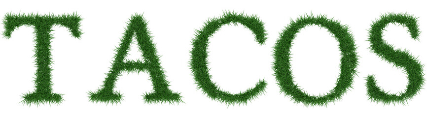 Tacos - 3D rendering fresh Grass letters isolated on whhite background.