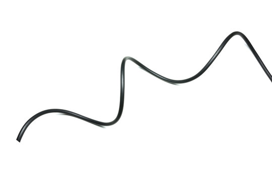 black wire cable isolated on a white background abstraction.