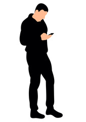 silhouette man with mobile phone