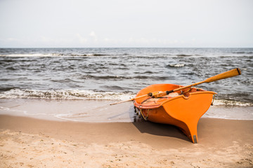 Orange lifeguard rescue boat