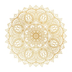 Vector golden contour Mandala ornament. Vintage decorative elements. Oriental round pattern. Islam, Arabic, Indian, turkish, pakistan, chinese, ottoman motifs. Hand drawn floral background. - 171875317