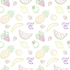 Seamless vector pattern with fruits and berries.
