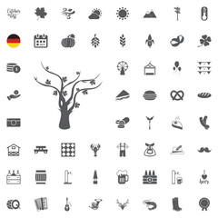 Oktoberfest icon set with sausage, pretzel, beer, hat, and accordion. Vector illustration in cartoon style isolated on white background