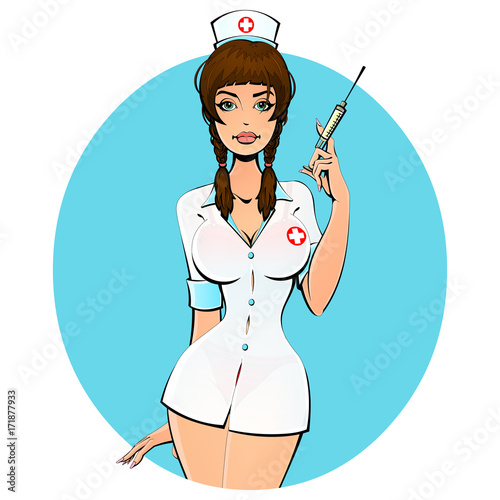Sexy Nurse With A Syringe For A Shot Avatar Icon