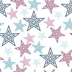 Obraz premium Seamless Red White and Blue Stars Background Abstract Pattern 1