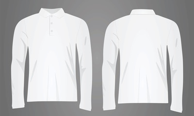 White polo shirt long sleeve. vector illustration