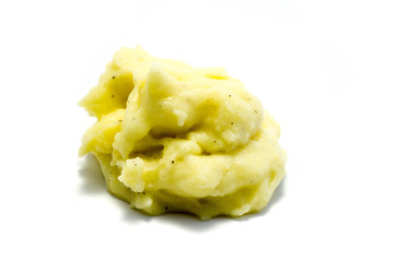 Kartoffelpüree, Kartoffelbrei, Kartoffelmus Kartoffelstampf isoliert freigestellt auf weißen...