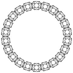 Decorative frame of round shape. geometric pattern of black color