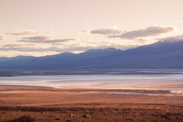 Badwater Basin -  View of the basin from Natural Bridge in Death Valley National Park, California
