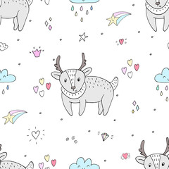 Vector pattern with deer. Printable templates.