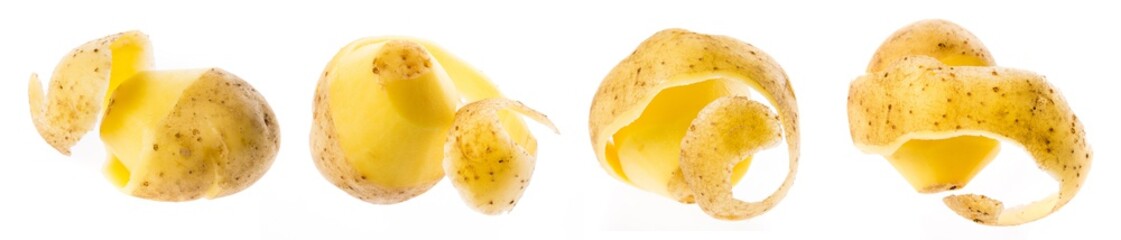 a fresh raw potatoes on a white background