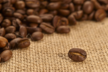 coffee beans and burlap