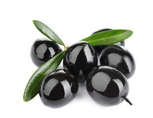 Ripe olives on white background