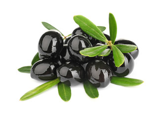 Ripe olives on white background