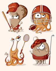 Vector set of funny retro sport monsters 