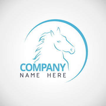 Company logo with horse modern line vector illustration