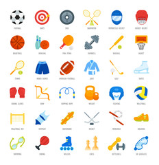 Set Vector Flat Icons of Sports Equipment