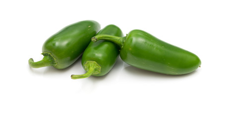 jalapeños - Jalapeno Chilis - Scharfe Chilischoten auf weissem Hintergrund