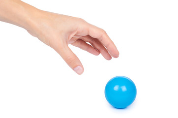 ping-pong ball in hand isolated on white background