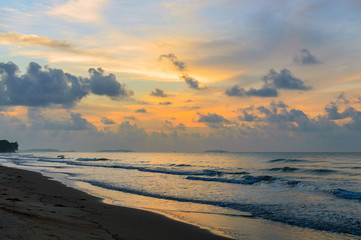 Beautiful sunrise on the beach in Thailand province