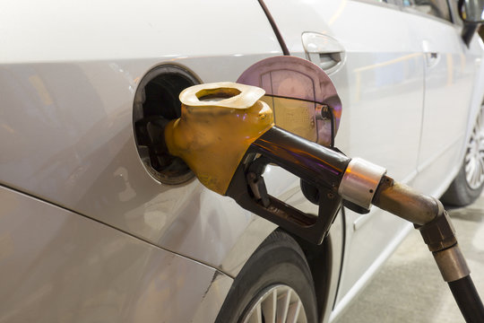 Closeup refuel Gasoline in Gas-Station