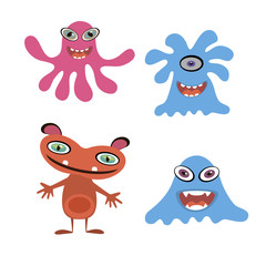 A set of cartoon monsters. Vector illustration.